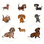 Round Vinyl Daschund Stickers Assorted